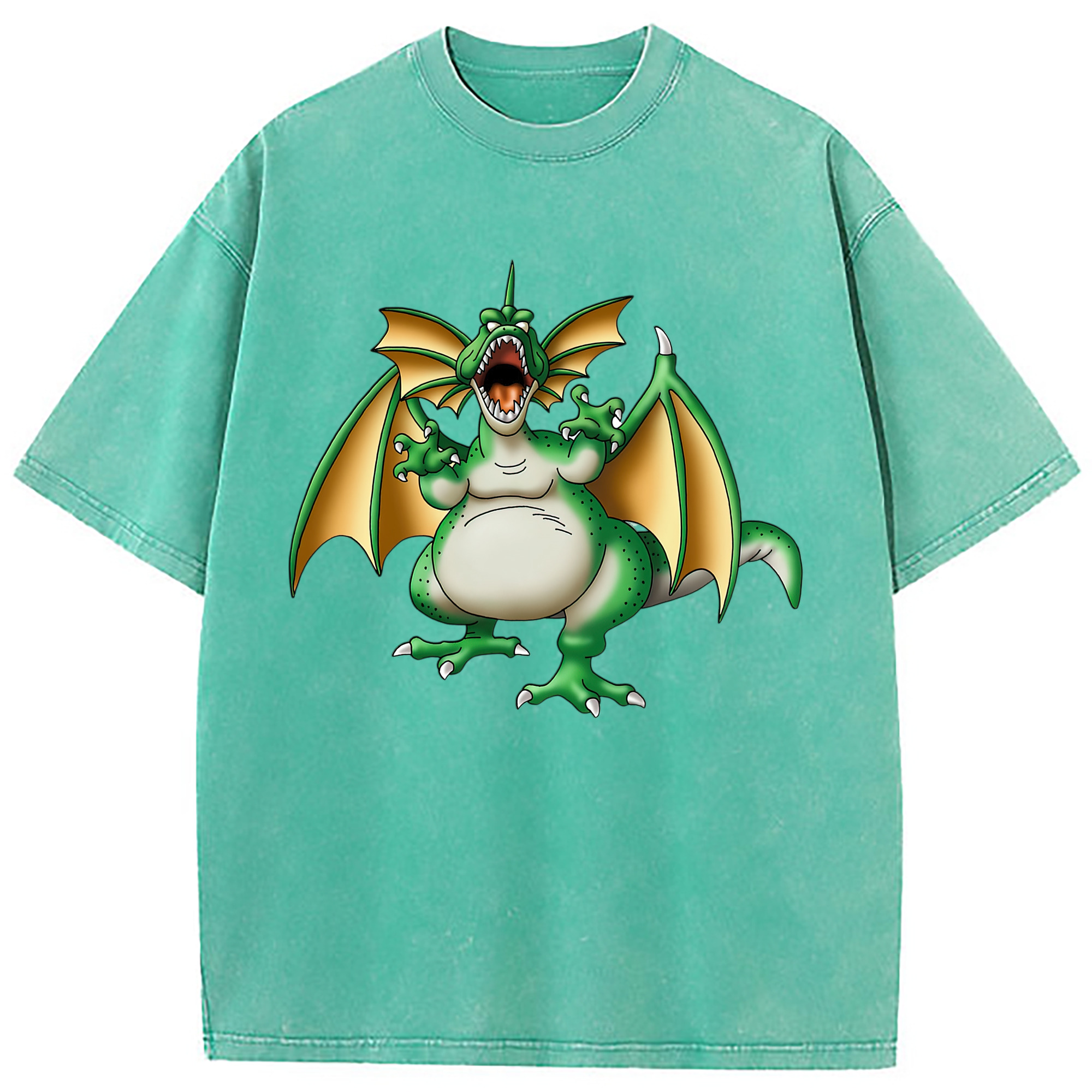 （画像用） ドラゴンクエスト Doragon Kuesuto Dragon Quest 綿100% ヴィンテージ風 半袖Tシャツ（フロントプリント）